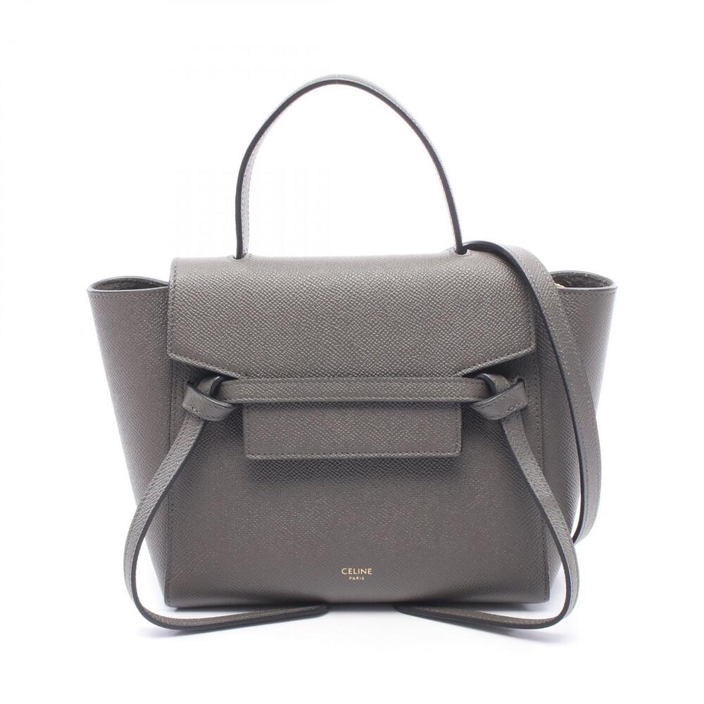 Celine Belt Leather Crossbody BAG Handbag Leather Gray
